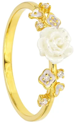 Bijou Brigitte Silver Crystals|Blumenschmuck>Ring - White Rose gold, weiß