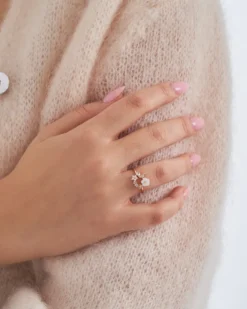 Bijou Brigitte Blumenschmuck>Ring - Zirconia Floral roségold