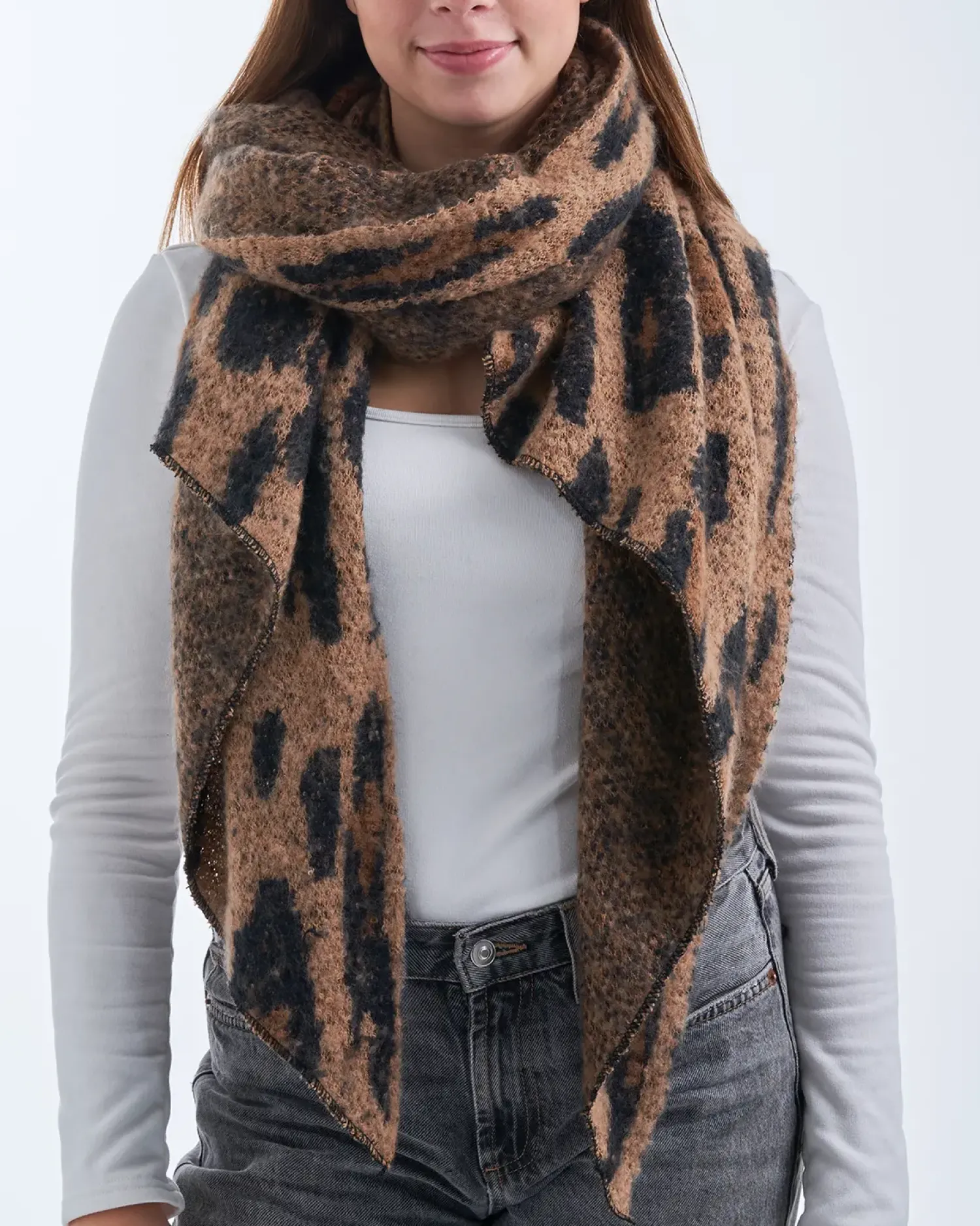 Bijou Brigitte Schals>Schal - Basic Leo schwarz, braun