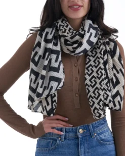 Bijou Brigitte Schals|Halstücher>Schal - Black Graphic beige