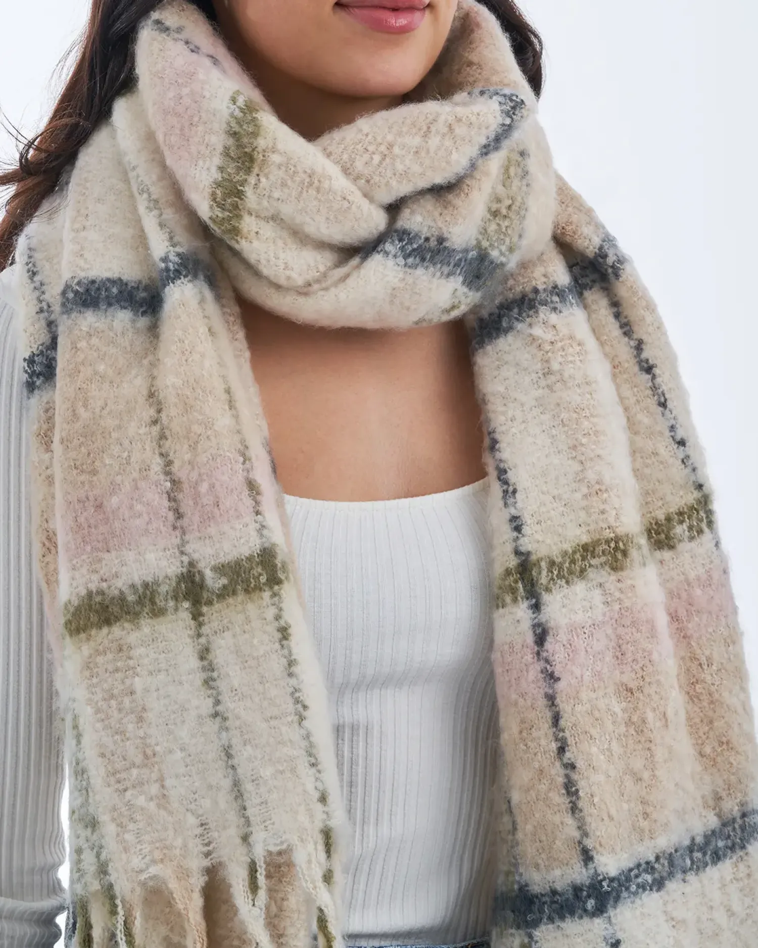 Bijou Brigitte Schals>Schal - Checked Softness beige, braun