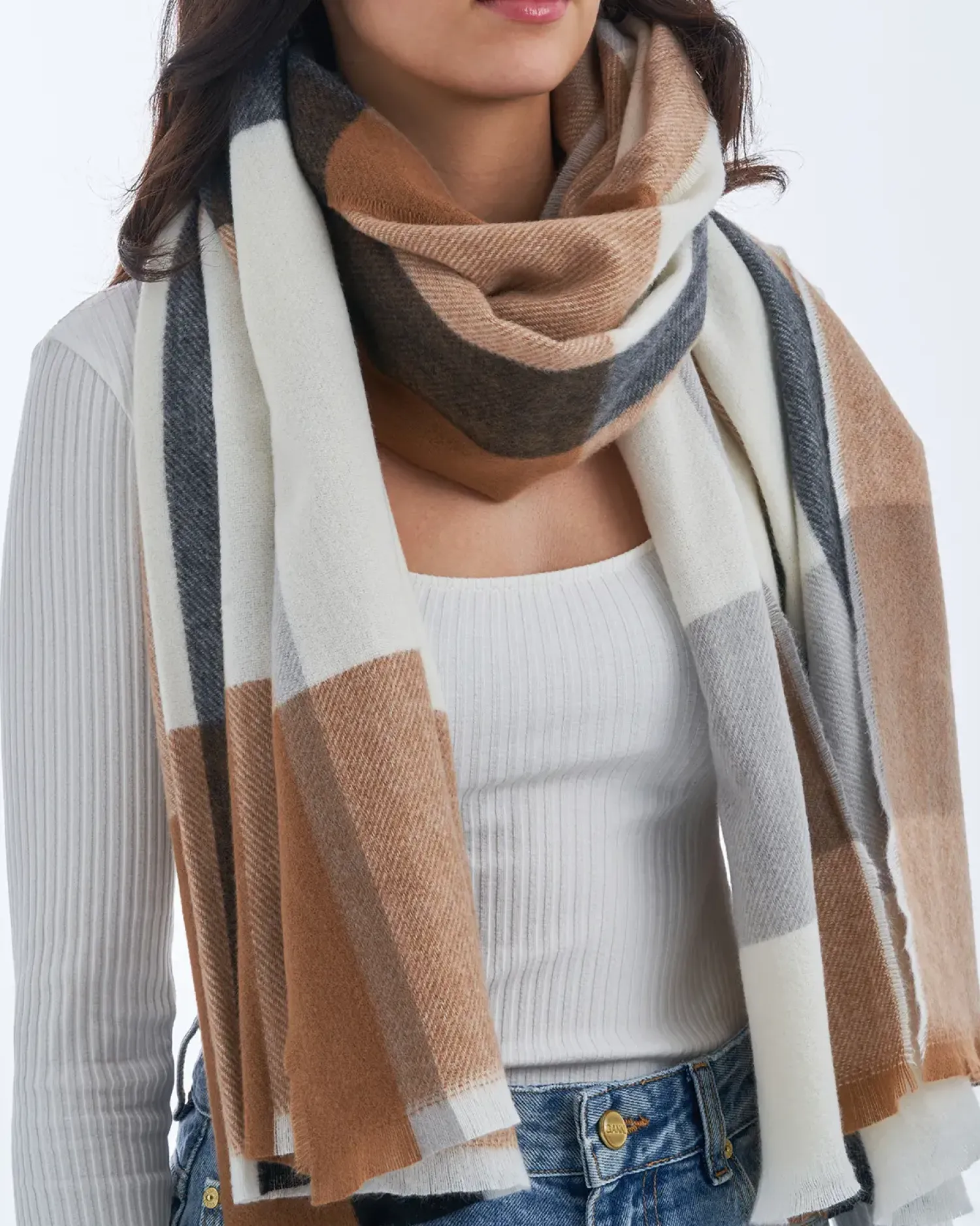 Bijou Brigitte Schals>Schal - Checkered Brown braun, grau