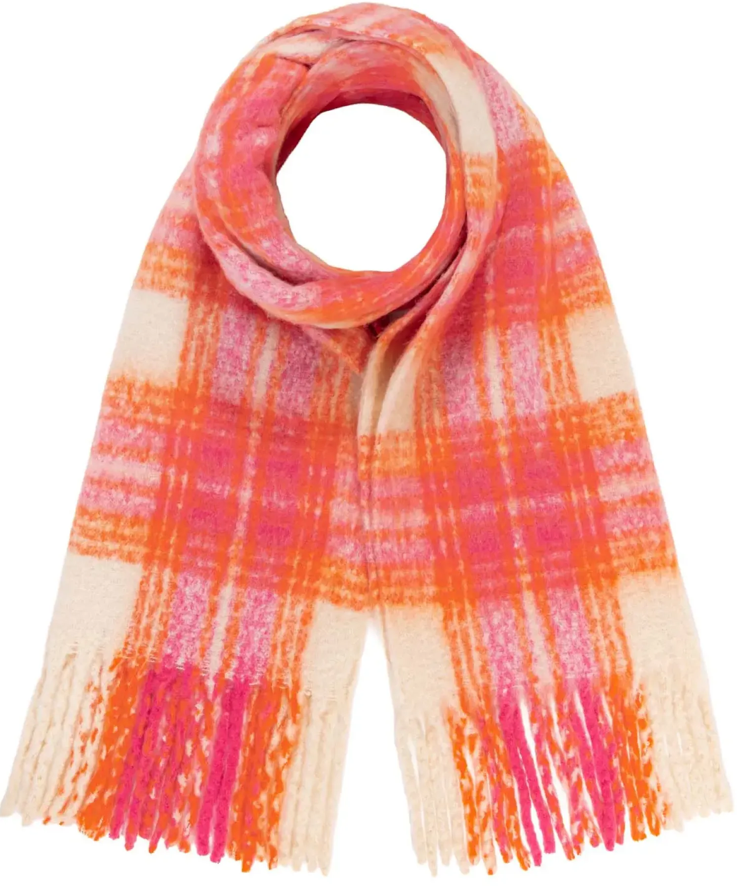 Bijou Brigitte Schals>Schal - Checkered Sunset orange, pink