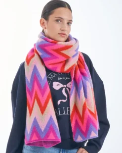 Bijou Brigitte Schals>Schal - Colorful Zigzag rosa, lila, pink