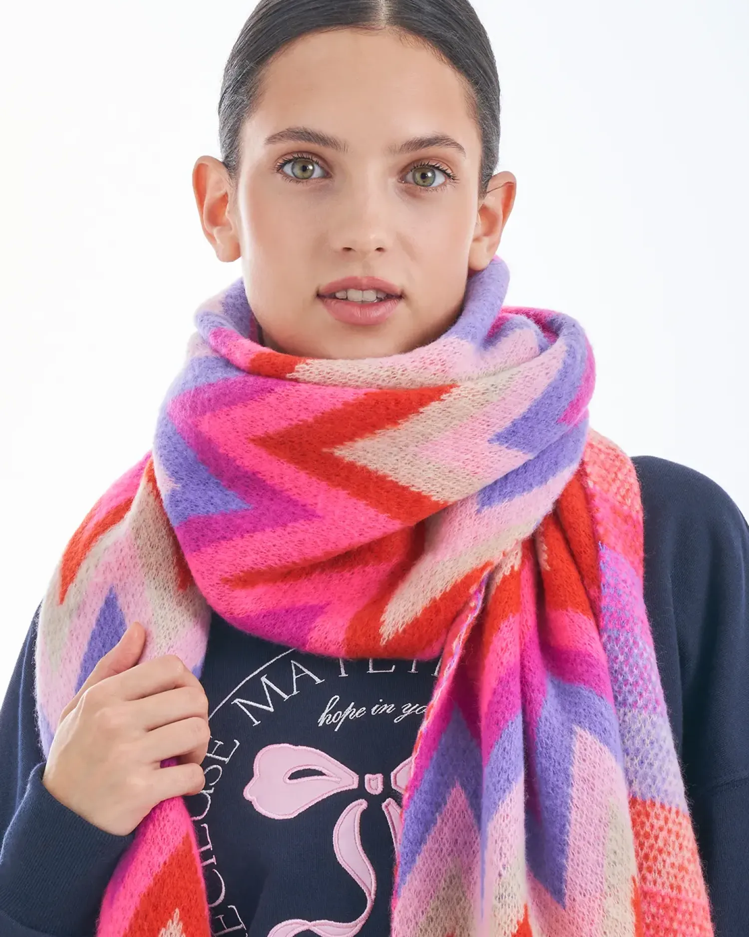 Bijou Brigitte Schals>Schal - Colorful Zigzag rosa, lila, pink