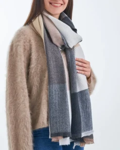 Bijou Brigitte Schals>Schal - Gentle Check beige, weiß, grau