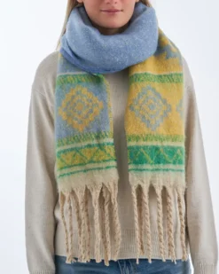 Bijou Brigitte Schals>Schal - Green Winter grau, gelb