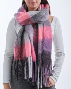 Bijou Brigitte Schals>Schal - Neon Checks lila, grau, pink