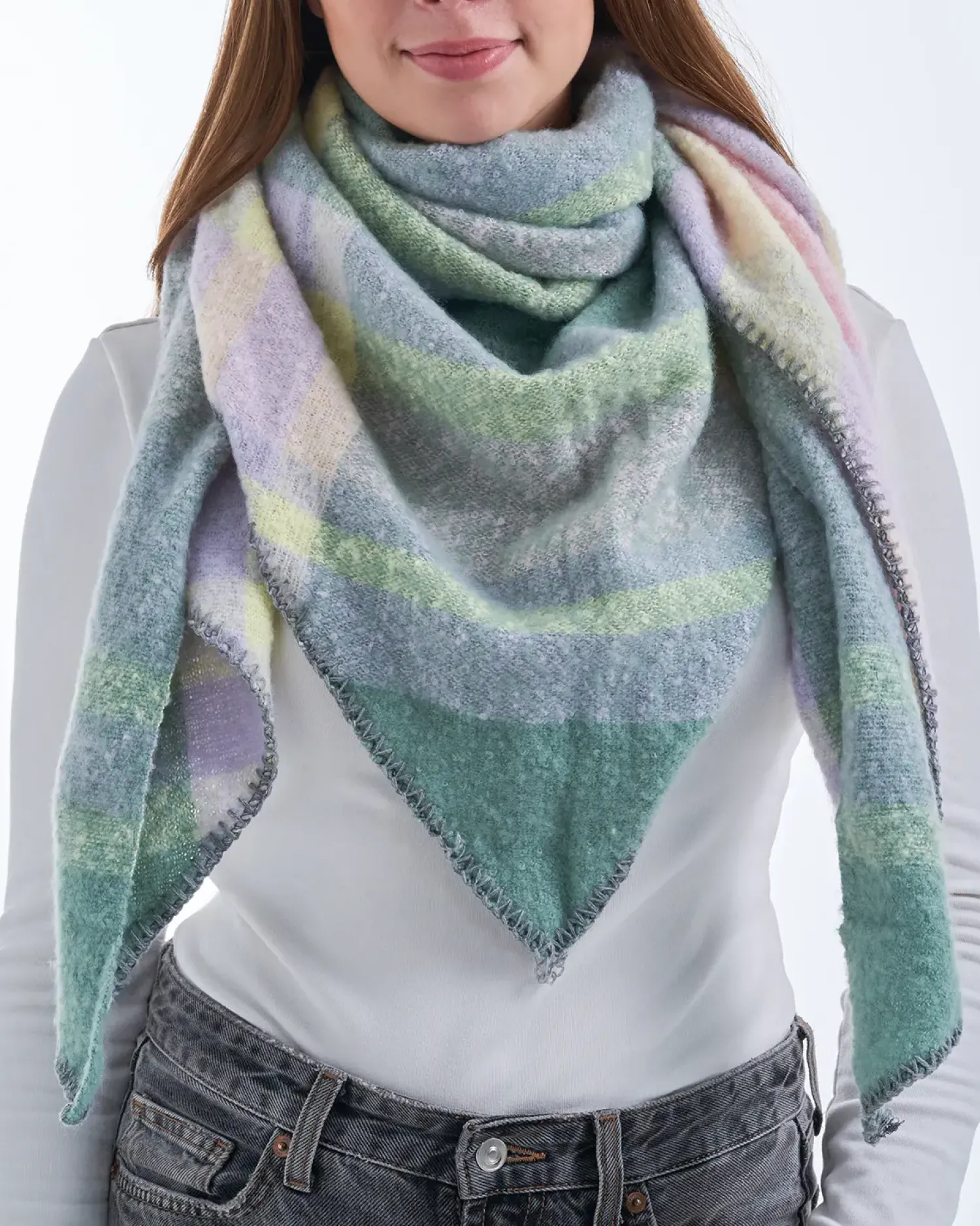 Bijou Brigitte Schals>Schal - Pastel Triangle rosa, lila, grün, gelb