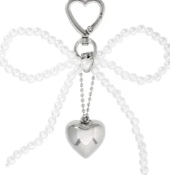Bijou Brigitte Anhänger>Schlüsselanhänger - Pearly Ribbon weiß, silber