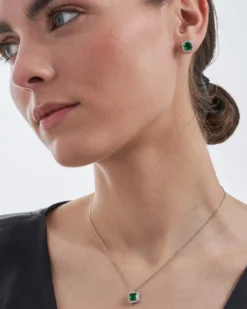 Bijou Brigitte Schmucksets|Ohrstecker>Schmuckset - Emerald Zirkonia grün, silber