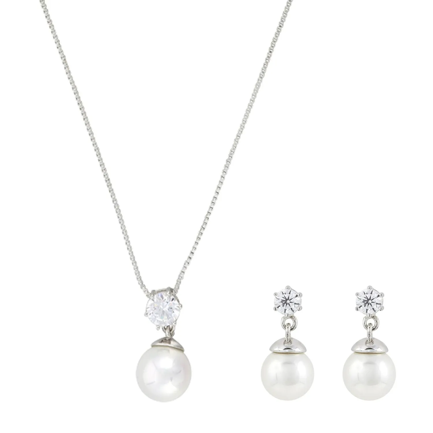 Bijou Brigitte Silver Crystals|Muschelschmuck>Set - Classic Elegance weiß, silber