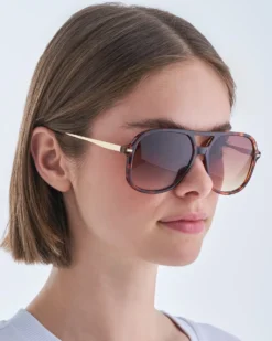 Bijou Brigitte Damen-Sonnenbrillen>Sonnenbrille - Leo Chic braun