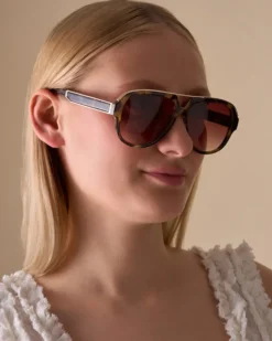 Bijou Brigitte Damen-Sonnenbrillen>Sonnenbrille - Leo Statement braun