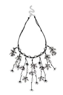Bijou Brigitte Statement-Ketten|Blumenschmuck>Statement Kette - Flower Fringes schwarz, silber