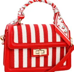 Bijou Brigitte Handtaschen>Tasche - Cherry Stripes weiß, rot