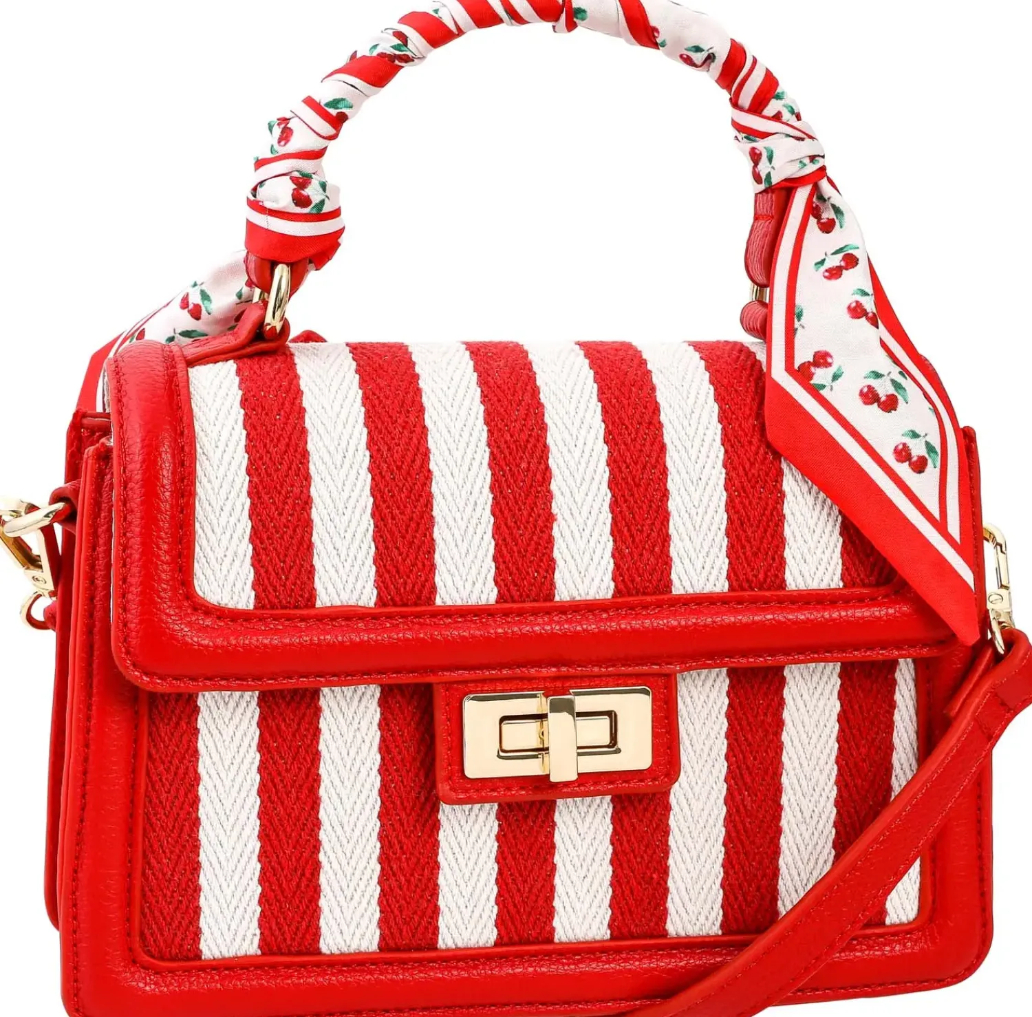 Bijou Brigitte Handtaschen>Tasche - Cherry Stripes weiß, rot