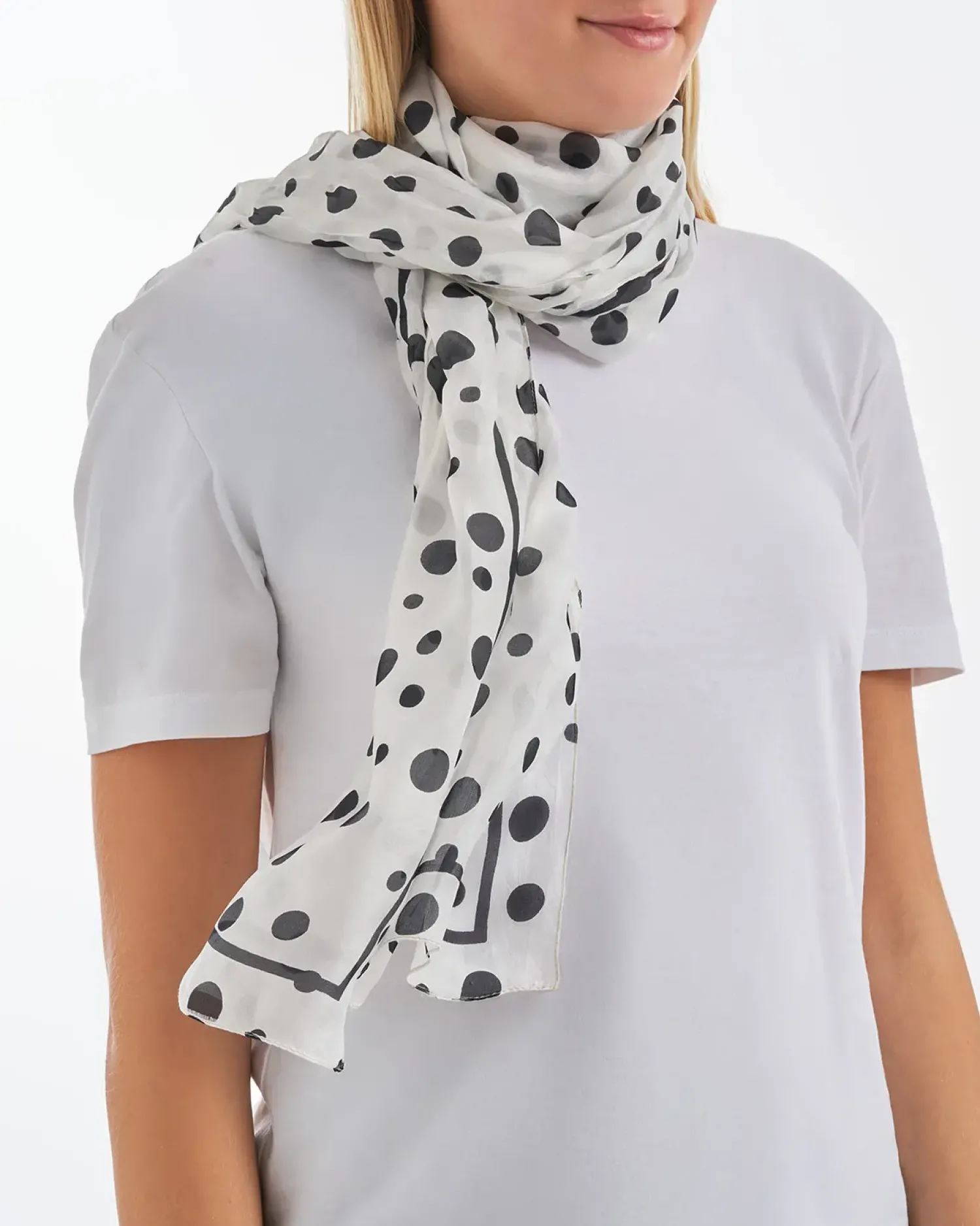 Bijou Brigitte Halstücher|Seidentücher>Tuch - Classic Polka schwarz, weiß