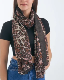 Bijou Brigitte Halstücher|Leo-Schmuck>Tuch - Golden Glimmer schwarz, braun