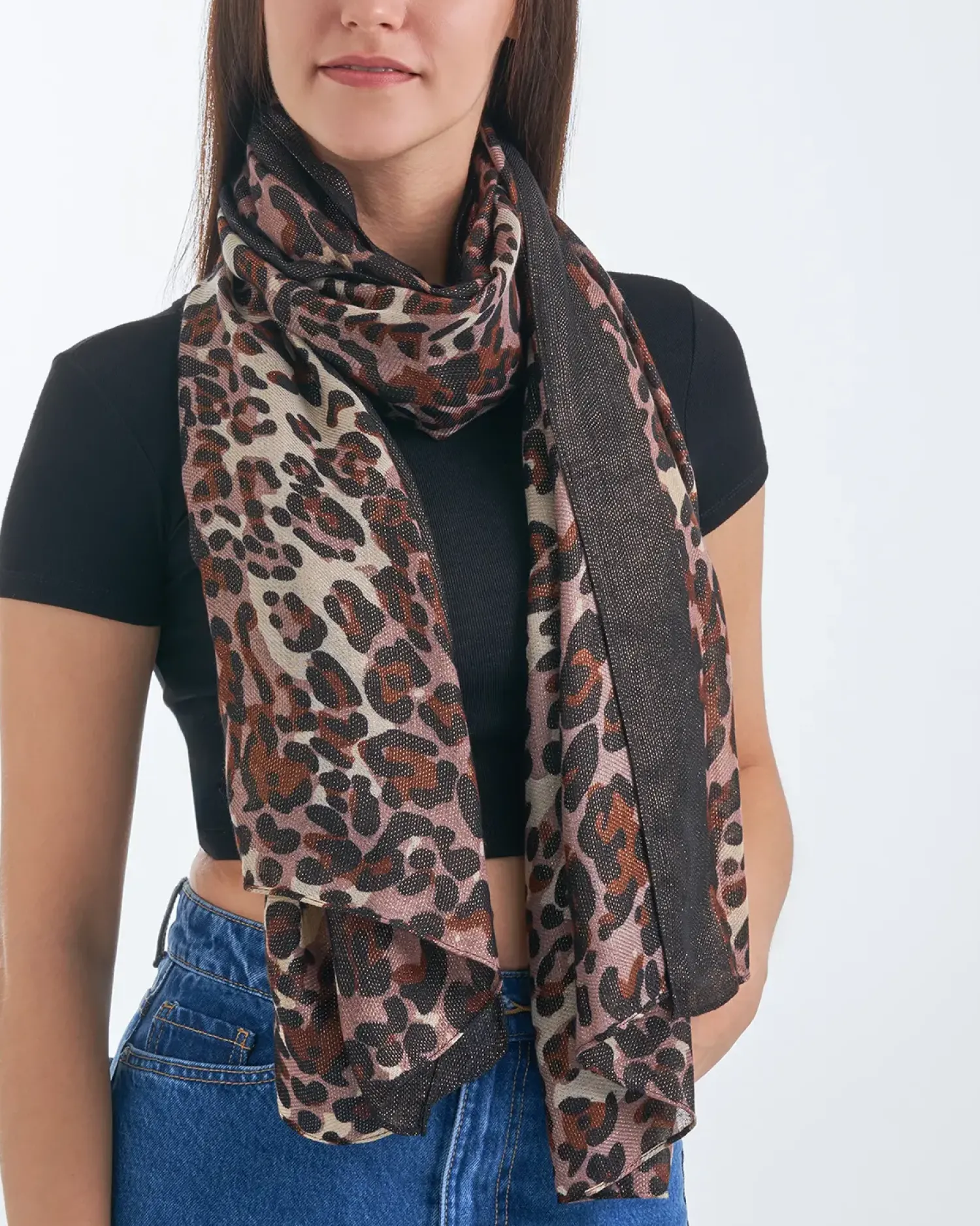Bijou Brigitte Halstücher|Leo-Schmuck>Tuch - Golden Glimmer schwarz, braun