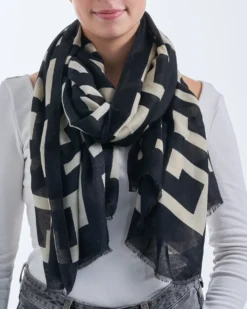 Bijou Brigitte Halstücher>Tuch - Ivory Maze schwarz, weiß