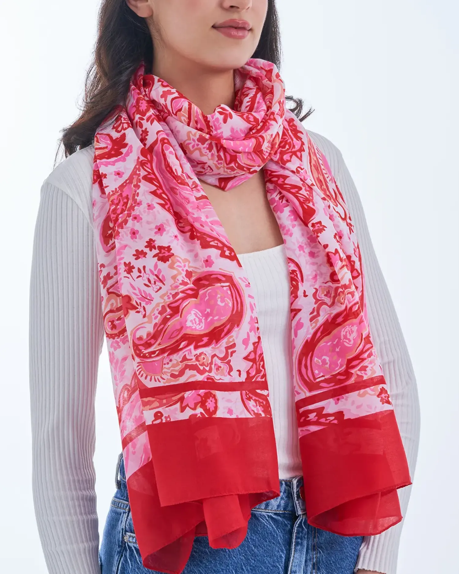 Bijou Brigitte Halstücher>Tuch - Red Paisley weiß, rot