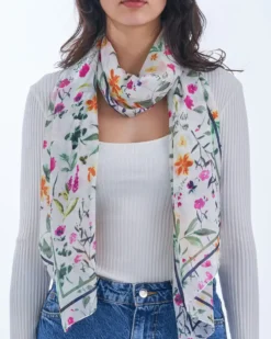 Bijou Brigitte Halstücher|Seidentücher>Tuch - Spring Flowers weiß, mehrfarbig