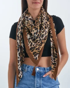Bijou Brigitte Halstücher|Leo-Schmuck>Tuch - Wild Glamour beige, braun