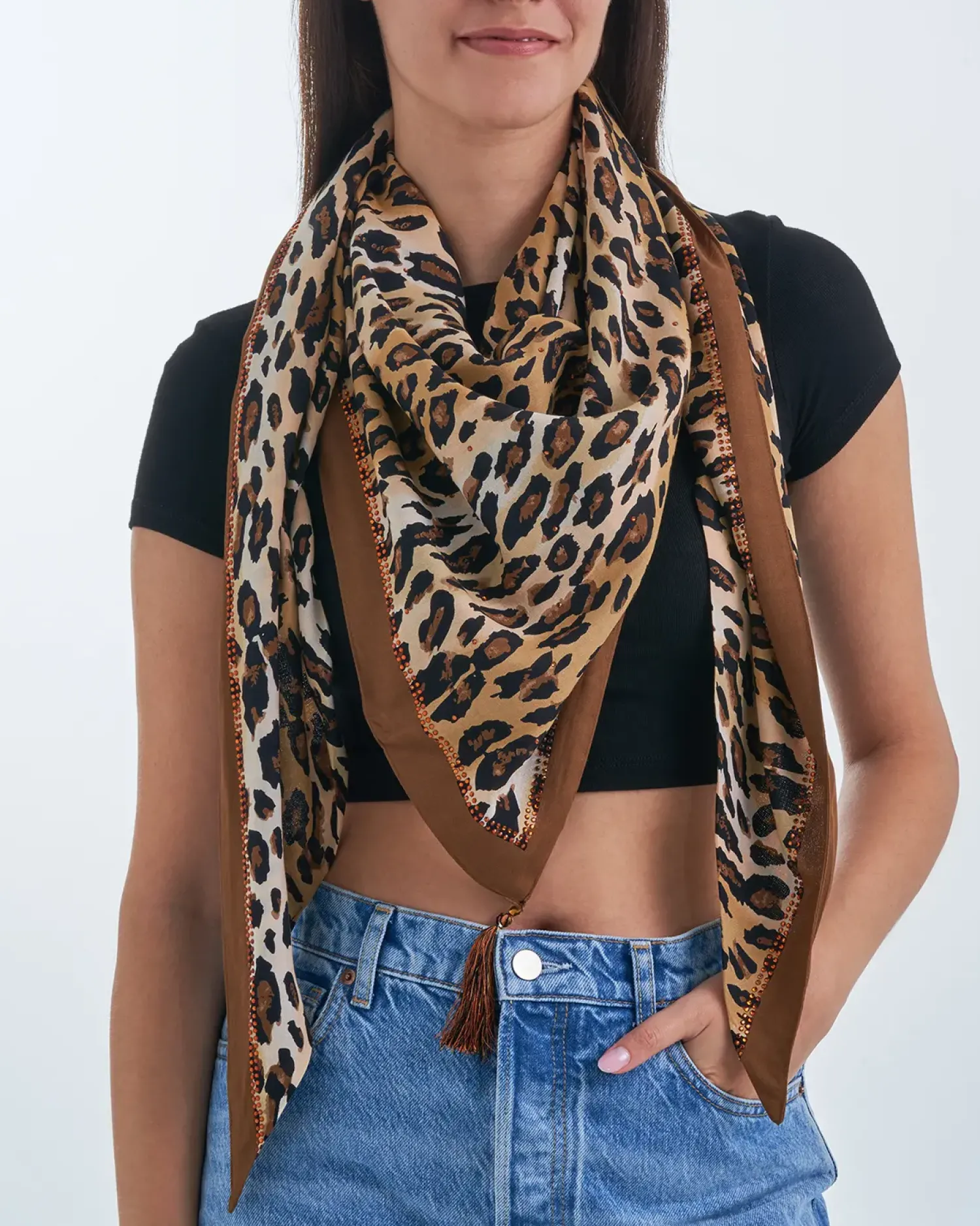 Bijou Brigitte Halstücher|Leo-Schmuck>Tuch - Wild Glamour beige, braun