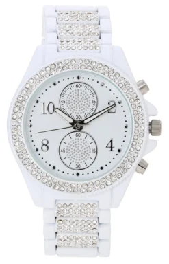 Bijou Brigitte Uhren>Uhr - White Crystals weiß